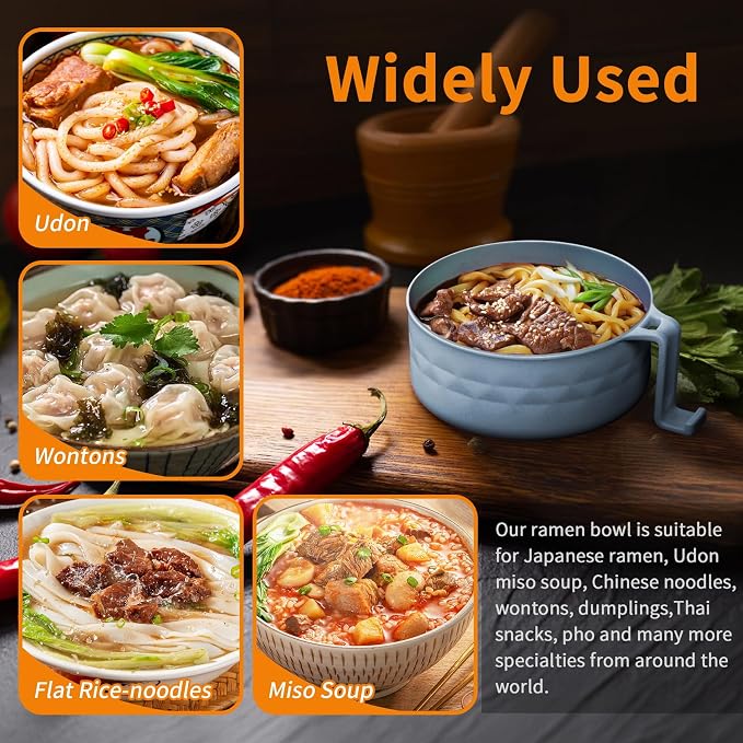 New Microwave Ramen Bowl with Strainer Ramen Bowl Set with Lid🍜