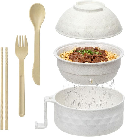 New Microwave Ramen Bowl with Strainer Ramen Bowl Set with Lid🍜
