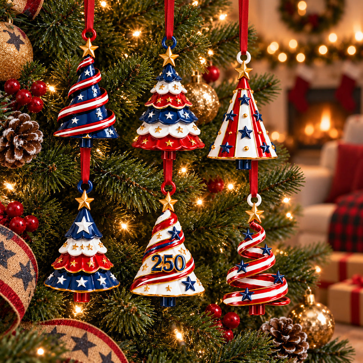 Construction Vehicle Ornament Set