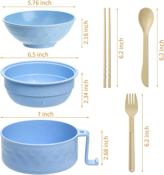 New Microwave Ramen Bowl with Strainer Ramen Bowl Set with Lid🍜