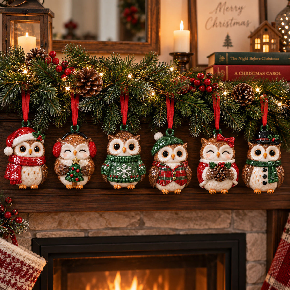 Christmas Owl Ornament Gift Set