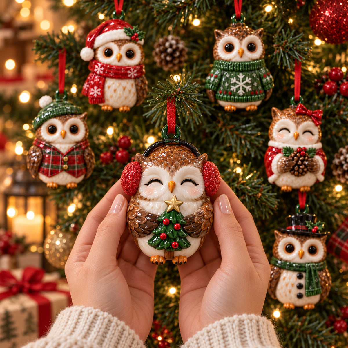 Christmas Owl Ornament Gift Set