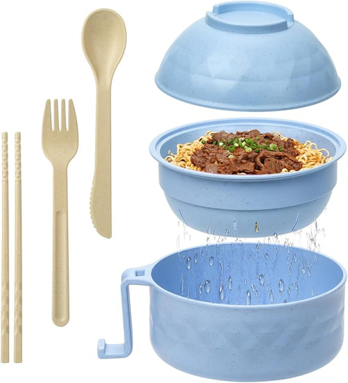New Microwave Ramen Bowl with Strainer Ramen Bowl Set with Lid🍜